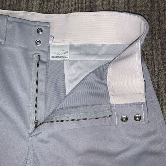 Nike Mens Size Medium Athletic Baseball Pants Gray‎ Elastic Leg Pockets Snap Zip - Picture 3 of 7